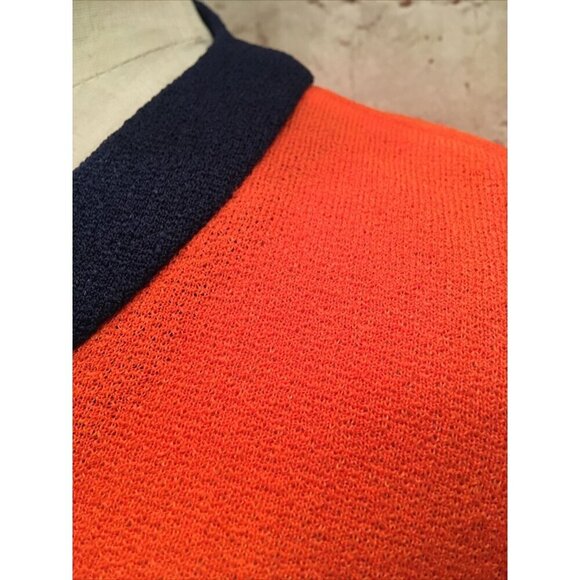 Vintage Sacony 2 pc Pantsuit Orange Navy Blue Mod Tunic + Pants Retro 60’s/70’s - Picture 5 of 6